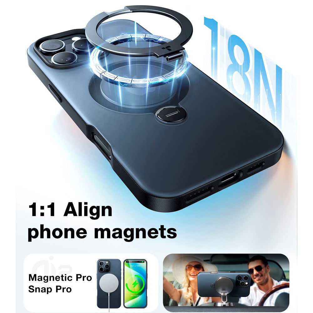 TORRAS iPhone 16 Pro Max Hybrid Plast Deksel m. Ståfunksjon - MagSafe Kompatibel - Svart