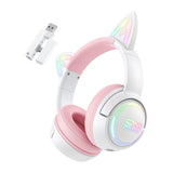 ONIKUMA GT838 Cat Ear Gaming Headset - Hvit / Rosa