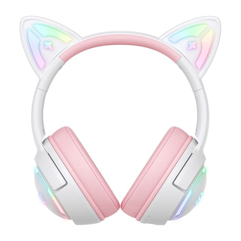 ONIKUMA GT838 Cat Ear Gaming Headset - Hvit / Rosa