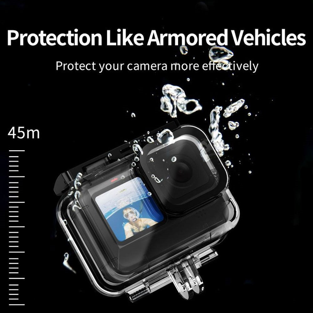 TELESIN Vanntett Etui til GoPro Hero 9 / 10 / 11 / 12 / 13 - Gjennomsiktig / Svart