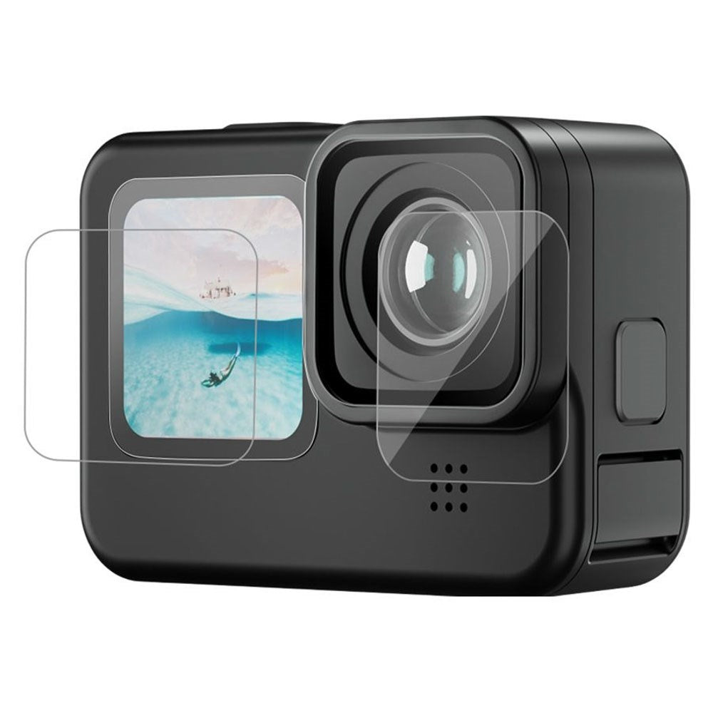 TELESIN Herdet Glass Skjermbeskytter for GoPro Hero 9 / 10 / 11 / 12 - Skjerm & Kameralinse - Gjennomsiktig