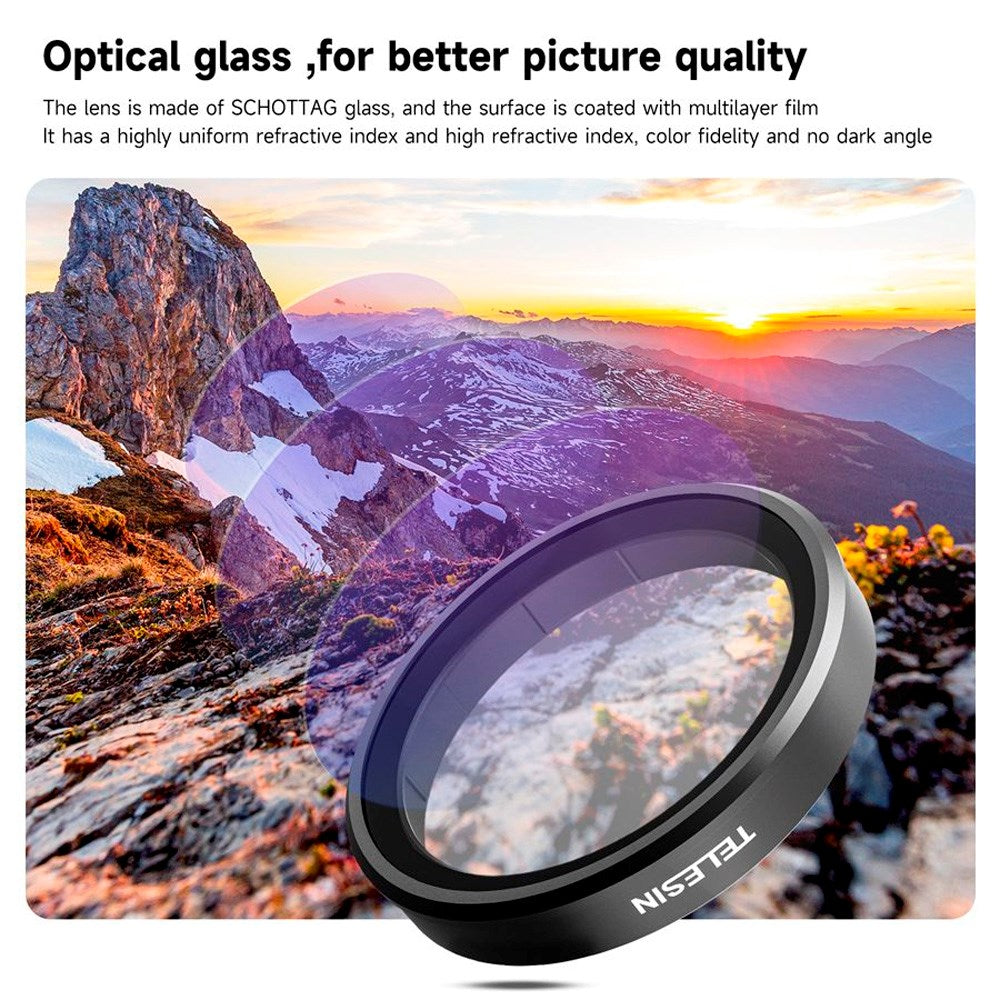 TELESIN CPL+ND8/16/32 Linsefilter - DJI Osmo Action 3 / 4 / 5 Pro - Gjennomsiktig