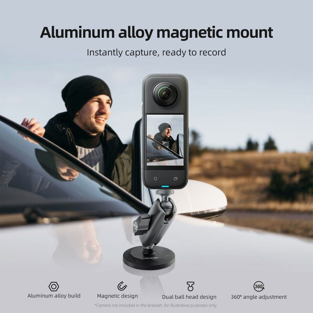 TELESIN Magnetisk & Roterbar Montering for Actionkamera - Svart