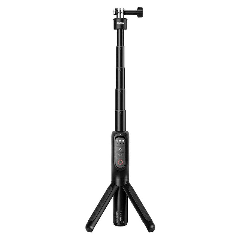 TELESIN 3-i-1 PowerBank Selfie Stick for GoPro Hero 9 / 10 / 11 / 12 / 13 / MAX - 5000 mAh - Svart