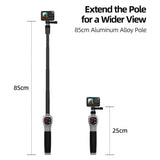 TELESIN Undervanns Selfie Stick m. Innebygd Fjernkontroll for GoPro Hero 8 / 9 / 10 / 11 / 12 / 13 - Grå / Svart