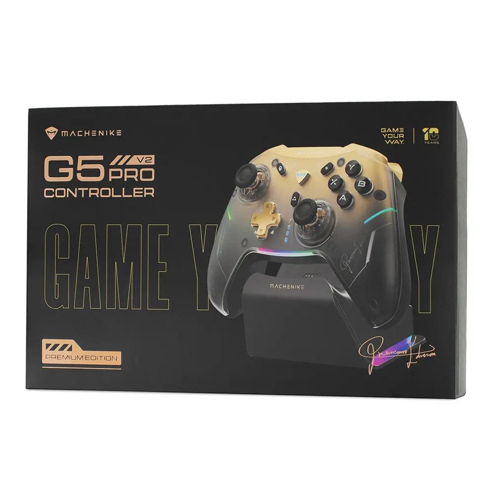 Machenike G5Pro Premium Edition Trådløs Controller m. Ladestasjon - Svart / Gull