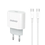 Dudao 20W PD Vegglader USB-C inkl. Kabel - Hvit