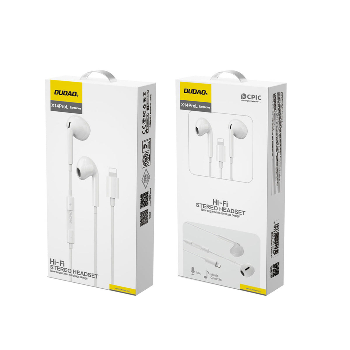 In-ear Hodetelefoner Dudao med Lightning - Hvit