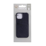 iPhone 13 Mini Onsala Collection Skinn Bakdeksel med Kortlomme - Svart