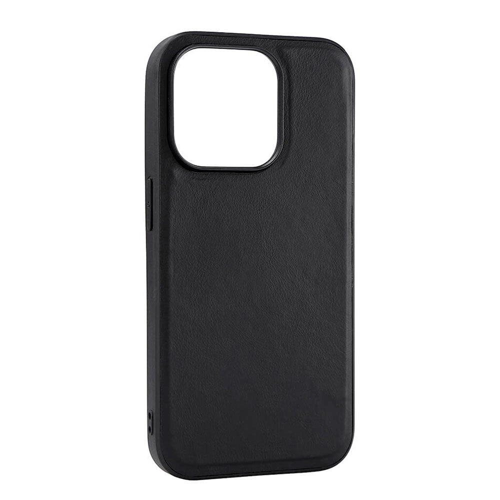 iPhone 15 Pro Buffalo Ekte Skinn Deksel - MagSafe Kompatibel - Svart