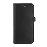 iPhone 16 Buffalo 2-i-1 Magnet Flip-Deksel i Ekte Skinn med Lommebok - MagSafe Kompatibel - Svart