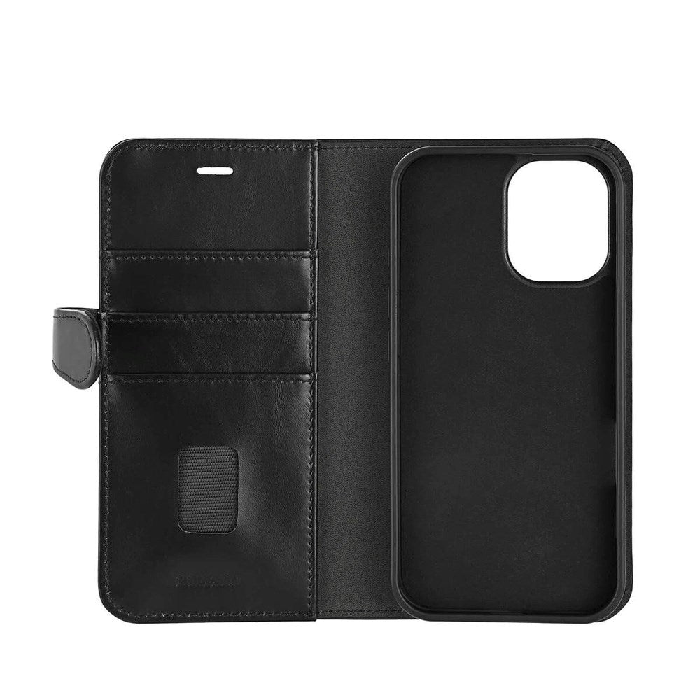 iPhone 16 Buffalo 2-i-1 Magnet Flip-Deksel i Ekte Skinn med Lommebok - MagSafe Kompatibel - Svart