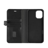 iPhone 16 Plus Buffalo 2-i-1 Magnet Flip-Deksel i Ekte Skinn med Lommebok - MagSafe Kompatibel - Svart