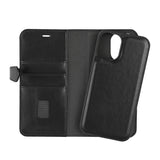 iPhone 16 Plus Buffalo 2-i-1 Magnet Flip-Deksel i Ekte Skinn med Lommebok - MagSafe Kompatibel - Svart