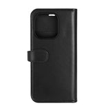 iPhone 16 Pro Buffalo 2-i-1 Magnet Flip-Deksel i Ekte Skinn med Lommebok - MagSafe Kompatibel - Svart