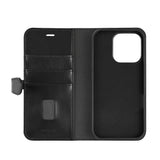 iPhone 16 Pro Buffalo 2-i-1 Magnet Flip-Deksel i Ekte Skinn med Lommebok - MagSafe Kompatibel - Svart