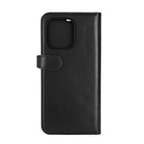 iPhone 16 Pro Max Buffalo 2-i-1 Magnet Flip-Deksel i Ekte Skinn med Lommebok - MagSafe Kompatibel - Svart