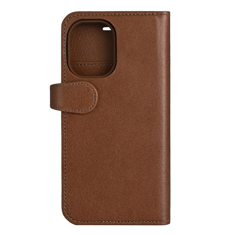 iPhone 16 Buffalo 2-i-1 Magnet Flip-Deksel i Ekte Skinn med Lommebok - MagSafe Kompatibel - Brun