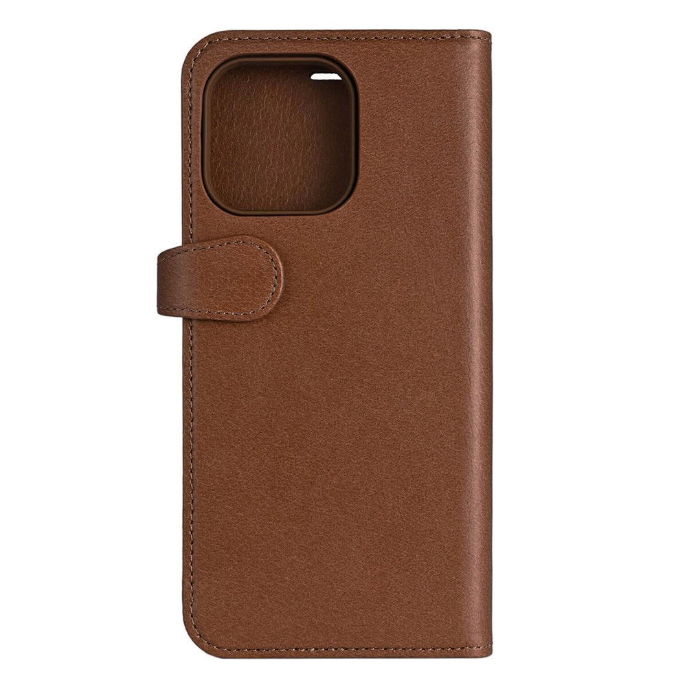 iPhone 16 Pro Max Buffalo 2-i-1 Magnet Flip-Deksel i Ekte Skinn med Lommebok - MagSafe Kompatibel - Brun