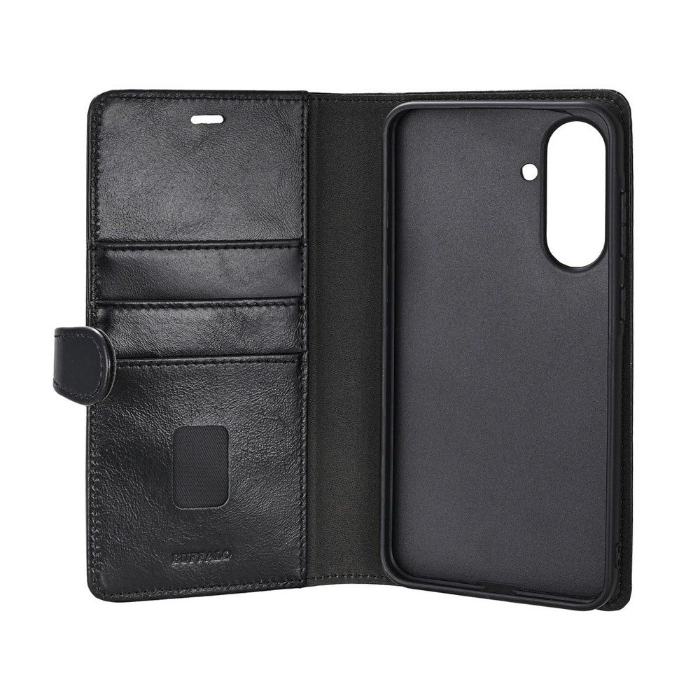 Samsung Galaxy A36 (5G) Buffalo 2-i-1 Magnet Flip-Deksel i Ekte Skinn med Lommebok - Svart