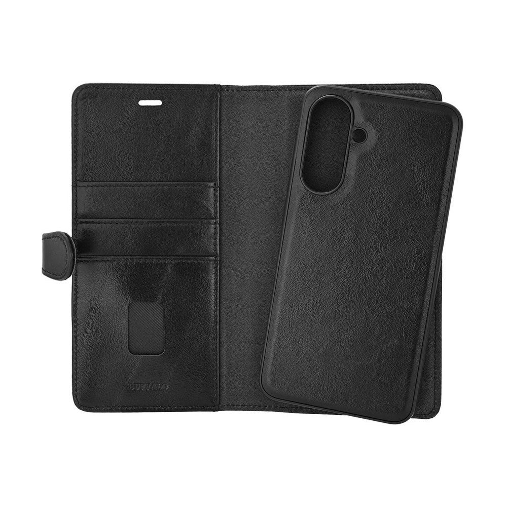 Samsung Galaxy A56 (5G) Buffalo 2-i-1 Magnet Flip-Deksel i Ekte Skinn med Lommebok - Svart