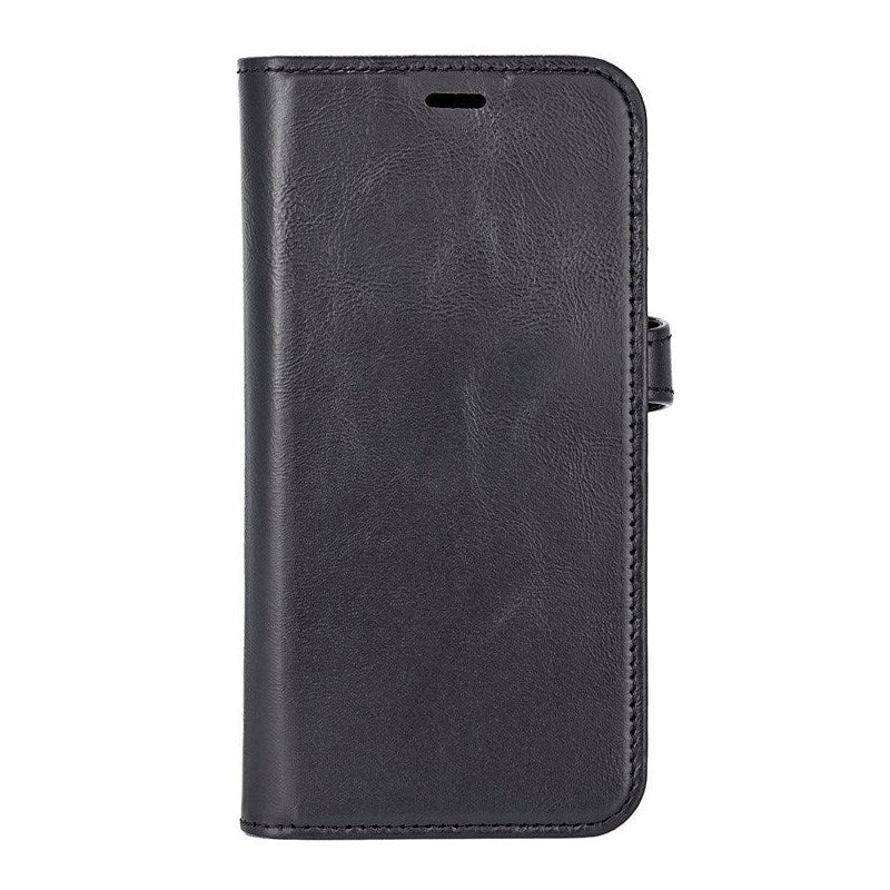 iPhone 17e / 16e Buffalo 2-i-1 Ekte Skinn Flip Deksel - Svart