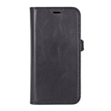 iPhone 17e / 16e Buffalo 2-i-1 Ekte Skinn Flip Deksel - Svart