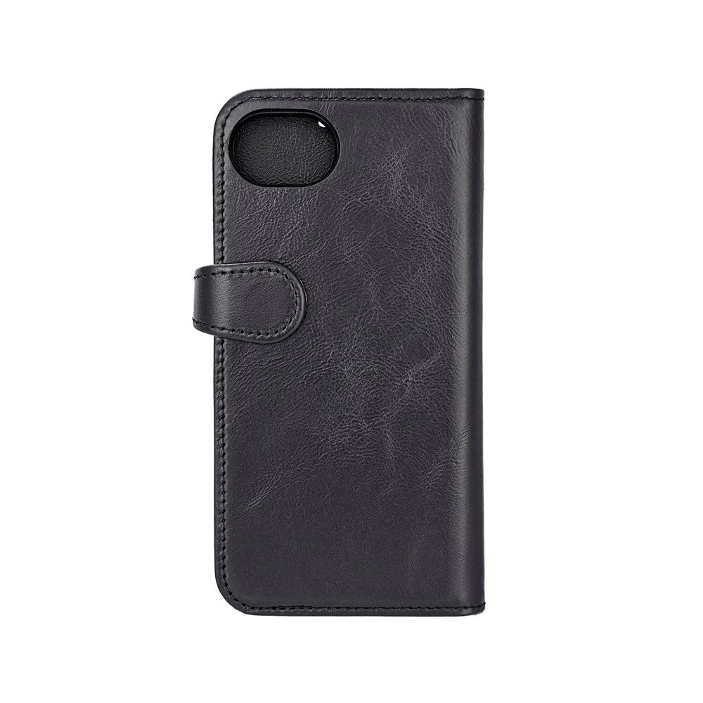 iPhone 17e / 16e Buffalo 2-i-1 Ekte Skinn Flip Deksel - Svart