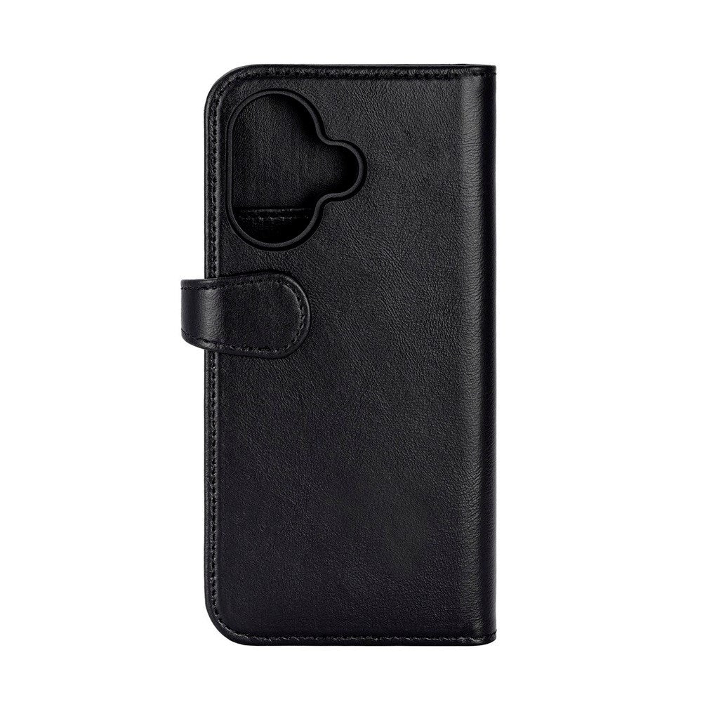 iPhone 17 Buffalo 2-i-1 Ekte Skinn Flip Deksel - Svart