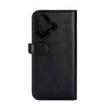 iPhone 17 Buffalo 2-i-1 Ekte Skinn Flip Deksel - Svart