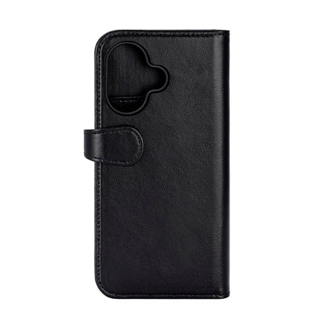 iPhone 17 Buffalo 2-i-1 Ekte Skinn Flip Deksel - Svart