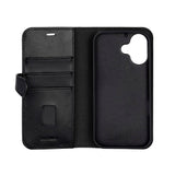iPhone 17 Buffalo 2-i-1 Ekte Skinn Flip Deksel - Svart