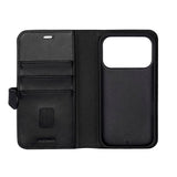 iPhone 17 Pro Buffalo 2-i-1 Ekte Skinn Flip Deksel - Svart