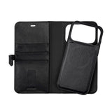 iPhone 17 Pro Max Buffalo 2-i-1 Ekte Skinn Flip Deksel - Svart