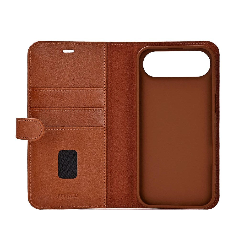 iPhone Air Buffalo 2-i-1 Ekte Skinn Flip Deksel - Brun