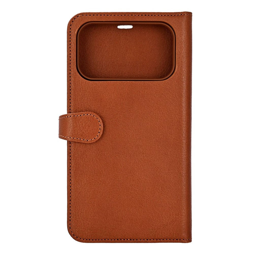 iPhone 17 Pro Max Buffalo 2-i-1 Ekte Skinn Flip Deksel - Brun