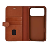 iPhone 17 Pro Max Buffalo 2-i-1 Ekte Skinn Flip Deksel - Brun