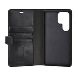 Samsung Galaxy S26 Ultra Buffalo 2-i-1 Ekte Skinn Flip Deksel - MagSafe Kompatibel - Svart
