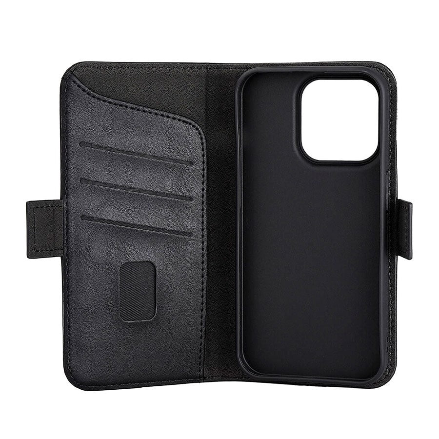 GEAR iPhone 15 Pro Flippdeksel i Skinn med Lommebok - MagSafe Kompatibel - Svart