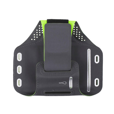 GEAR Universal Løpearmbånd for Mobil med Lomme for Nøkkel & Reflekterende Kant (Maks. Mobil: 70 x 145 mm) - Grå / Grønn