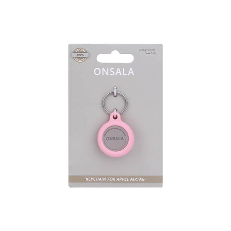 Onsala AirTag 1. & 2. Gen. Silikonholder m. Nøkkelring - Rosa