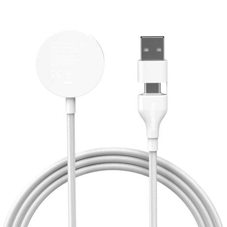 Smartline Apple Watch Lader m. 2-i-1 USB-A & USB-C - 1m - Hvit