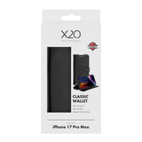 X2O iPhone 17 Pro Max Classic Wallet Flip Deksel - Kortholder & Stativfunksjon - Svart