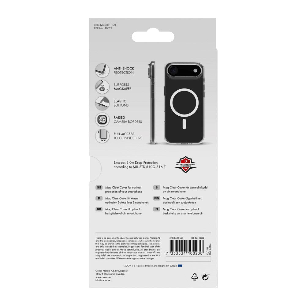 X2O iPhone Air Mag Clear Deksel - MagSafe Kompatibel - Gjennomsiktig