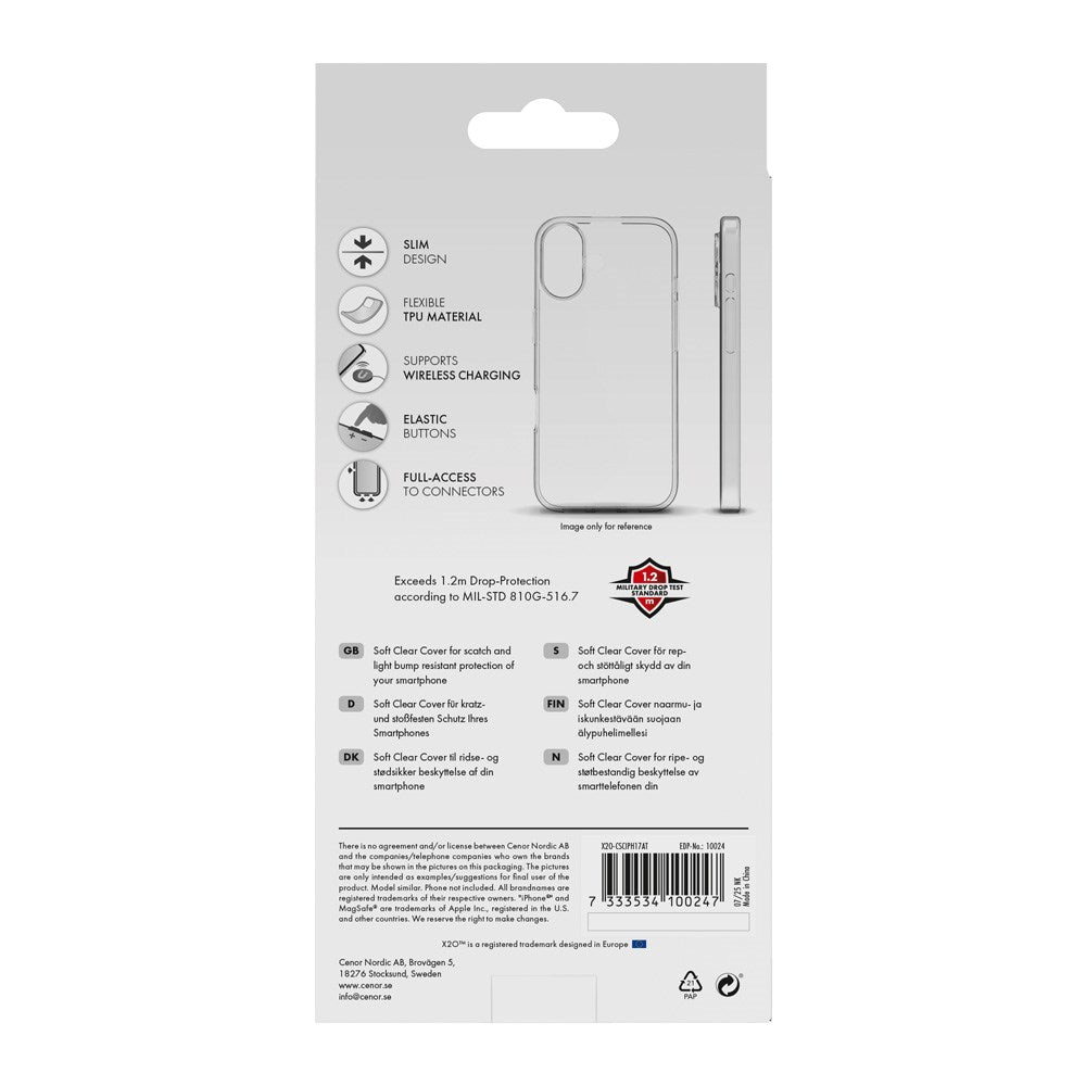 X2O iPhone Air Super Slim Deksel - Gjennomsiktig