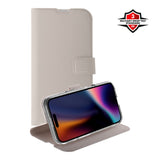 X2O iPhone 17 Classic Wallet Flip Deksel - Kortholder & Stativfunksjon - Beige