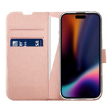 X2O iPhone 17 Classic Wallet Flip Deksel - Kortholder & Stativfunksjon - Rose Gold