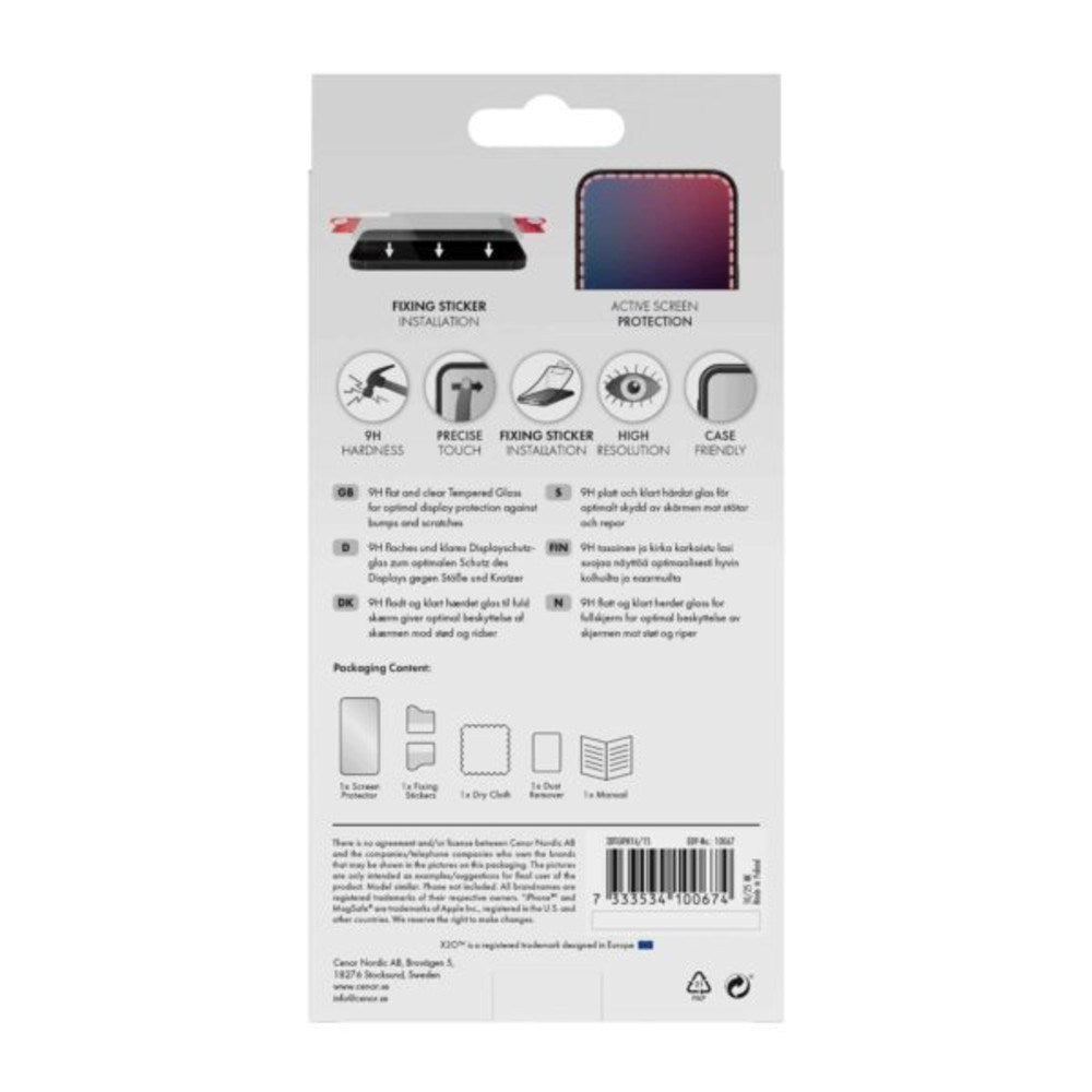 iPhone 16 / 15 X2O 9H Full Fit Herdet Skjermbeskyttelsesglass - Gjennomsiktig