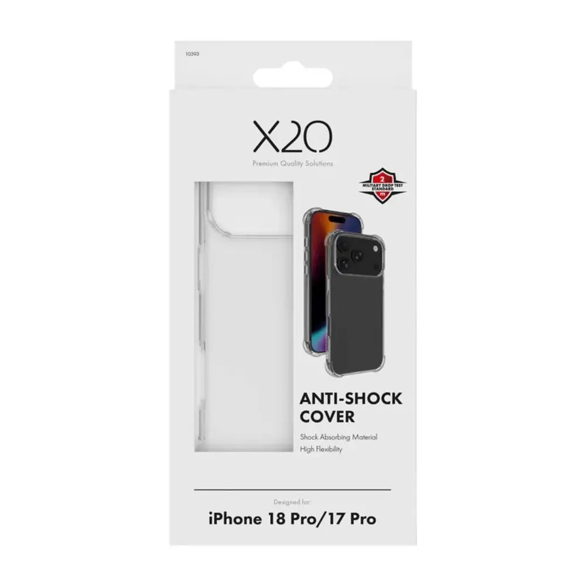 iPhone 18 Pro / 17 Pro X2O Anti-Shock Deksel - Gjennomsiktig