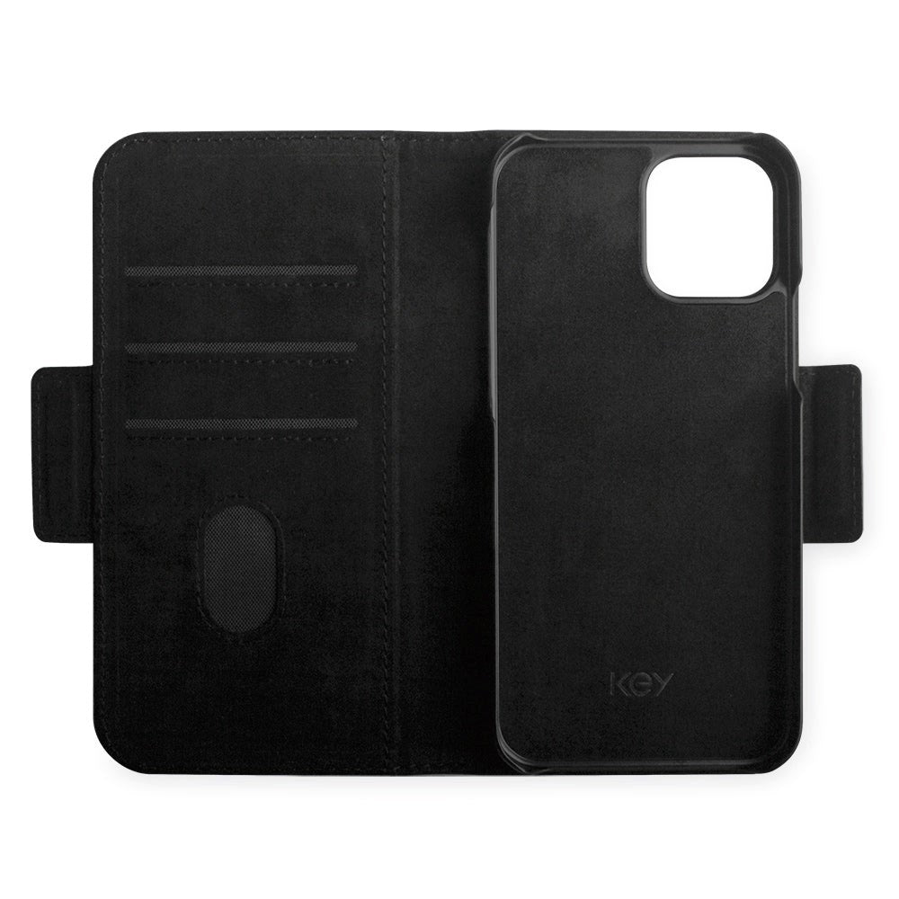 iPhone 12 / 12 Pro Key Nordfjord Slim Magnet Wallet Kunstskinn Flipdeksel - Svart